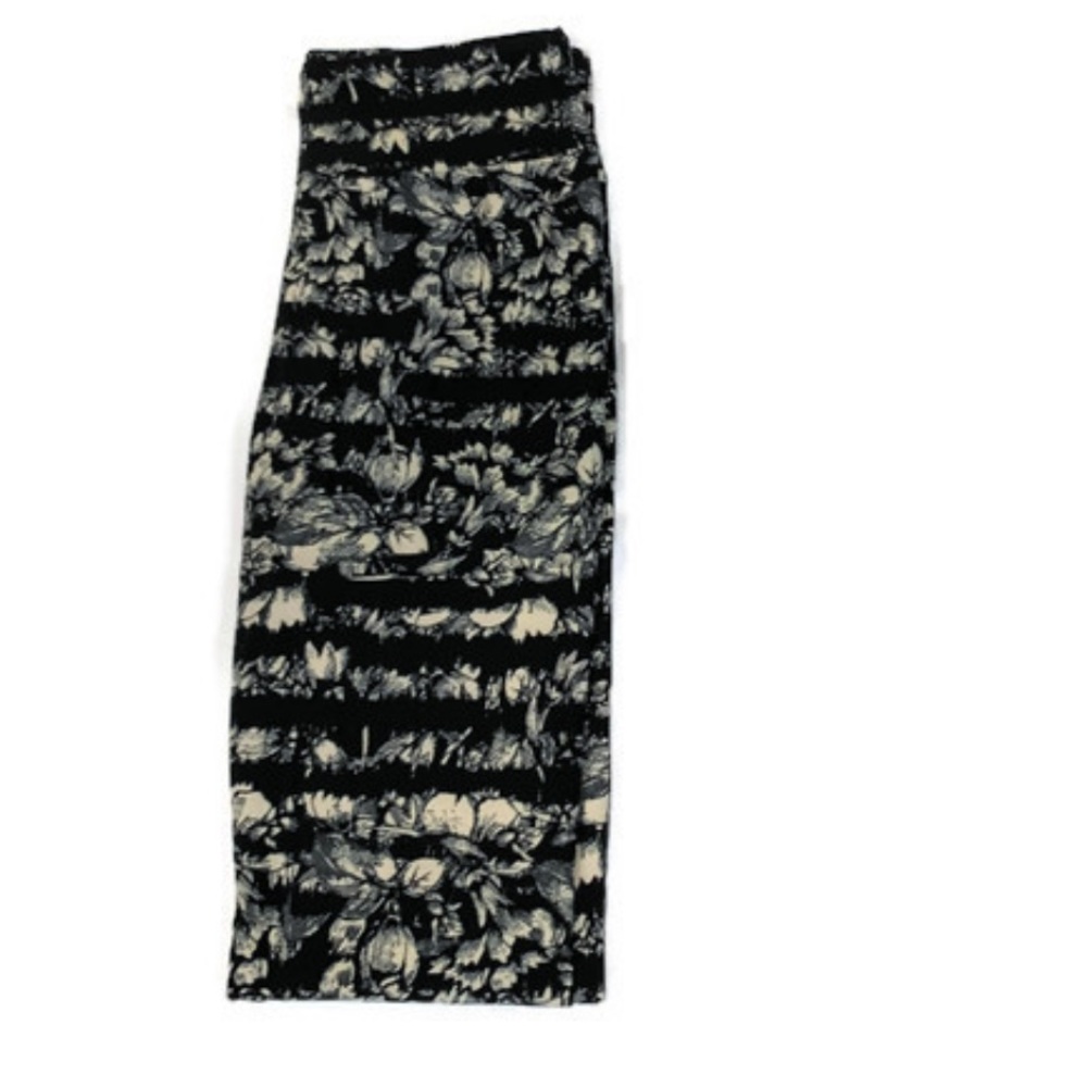 OS Black and Cream Floral LLR Leggings-unicorn 🦄